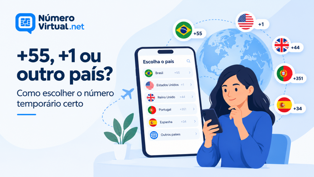 +55, +1 ou outro país? Como escolher o número temporário certo